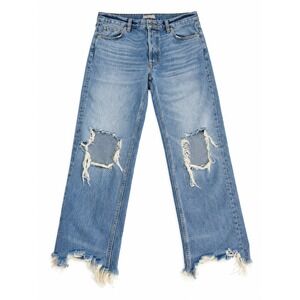 We The Free Free People Distressed Straight Leg Jeans Light Wash Blue Size 27